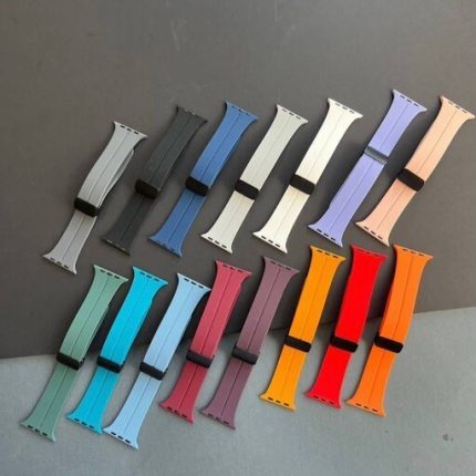 بند اپل واچ سیلیکونی قفل مگنتی مناسب برای اپل واچ 42/44/45/49 میلی متری