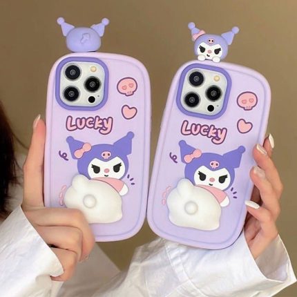 قاب سیلیکونی فیجتی عروسکی کرومی مدل Kuromi Lucky باسن پروتزی آیفون 13